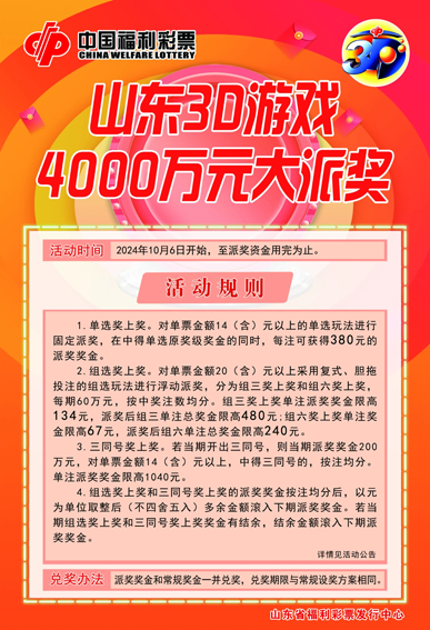 福彩3D派奖活动火热进行中！4000万+100万奖金等您拿！